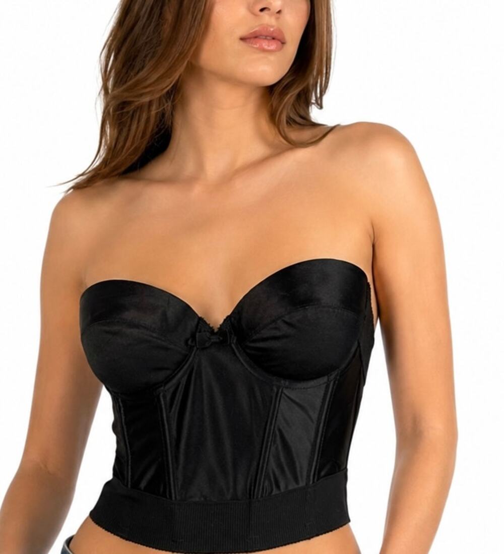 Wonderbra Vintage 90s Bustier Strapless Corset Bra Black #7554 Size 34B